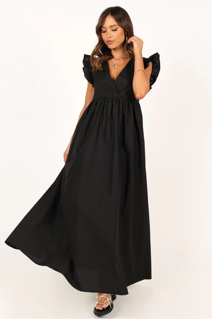 Scout Frill Shoulder Maxi Dress - Black | Petal & Pup (US)