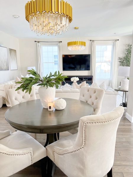 Shop my kitchen dining table, velvet dining chairs, gold crystal chandeliers and eucalyptus stems.

Amazon finds 
Home decor 
Home refresh 
Dining table 
Dining chairs 

#LTKhome #LTKFind #LTKSeasonal
