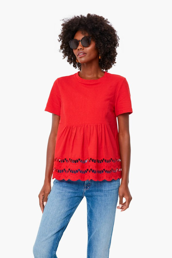 Red Eyelet Lexi Top | Tuckernuck (US)