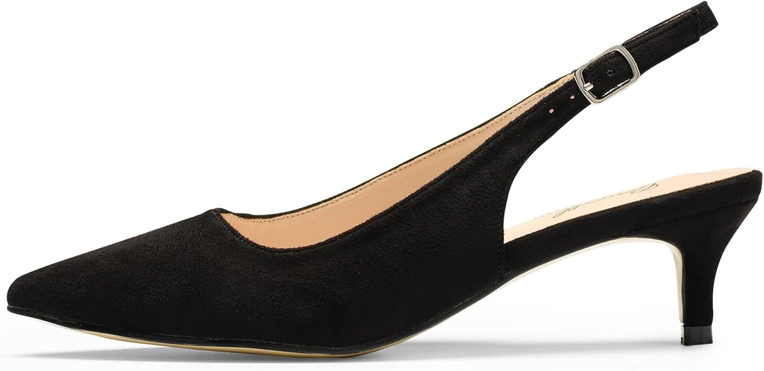 GENSHUO Women's Kitten Heels Closed Toe Slingback Pumps | Amazon (US)