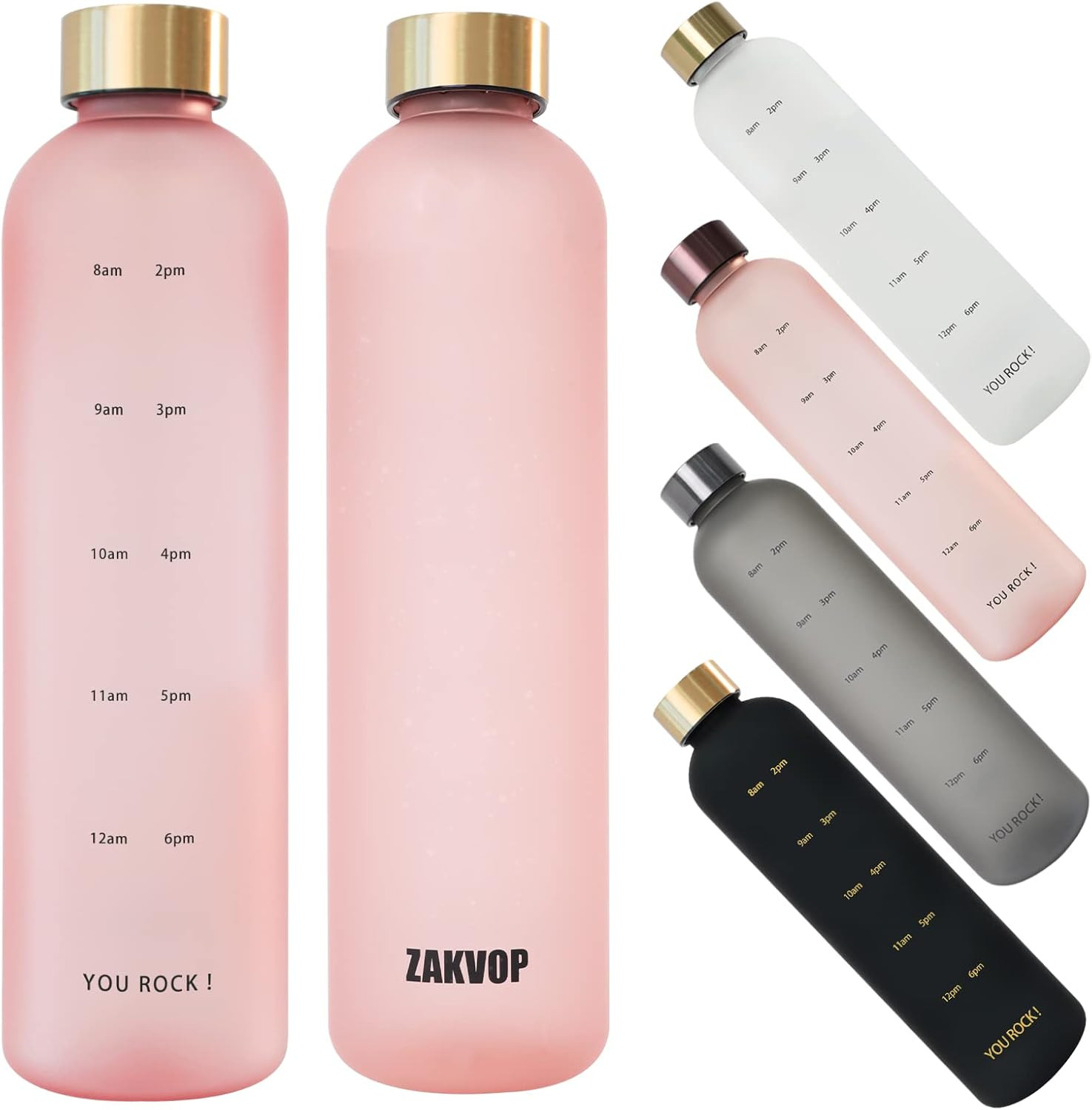 ZAKVOP 32oz Water Bottle with Times to Drink, Lightweight Motivational Water Bottle with Time Mar... | Amazon (US)