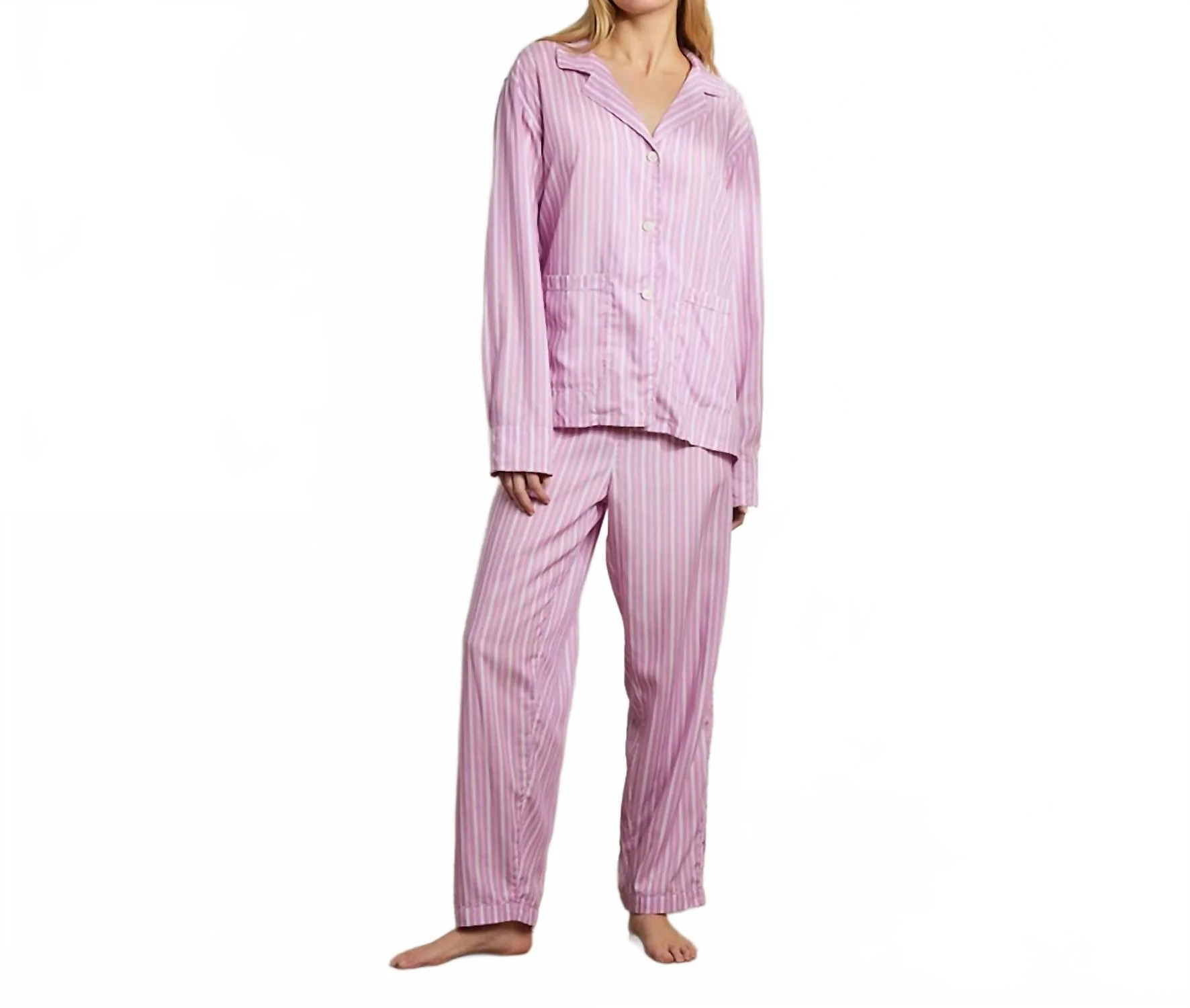 Women's Striped Soft Pajama In Lilac | Shop Simon