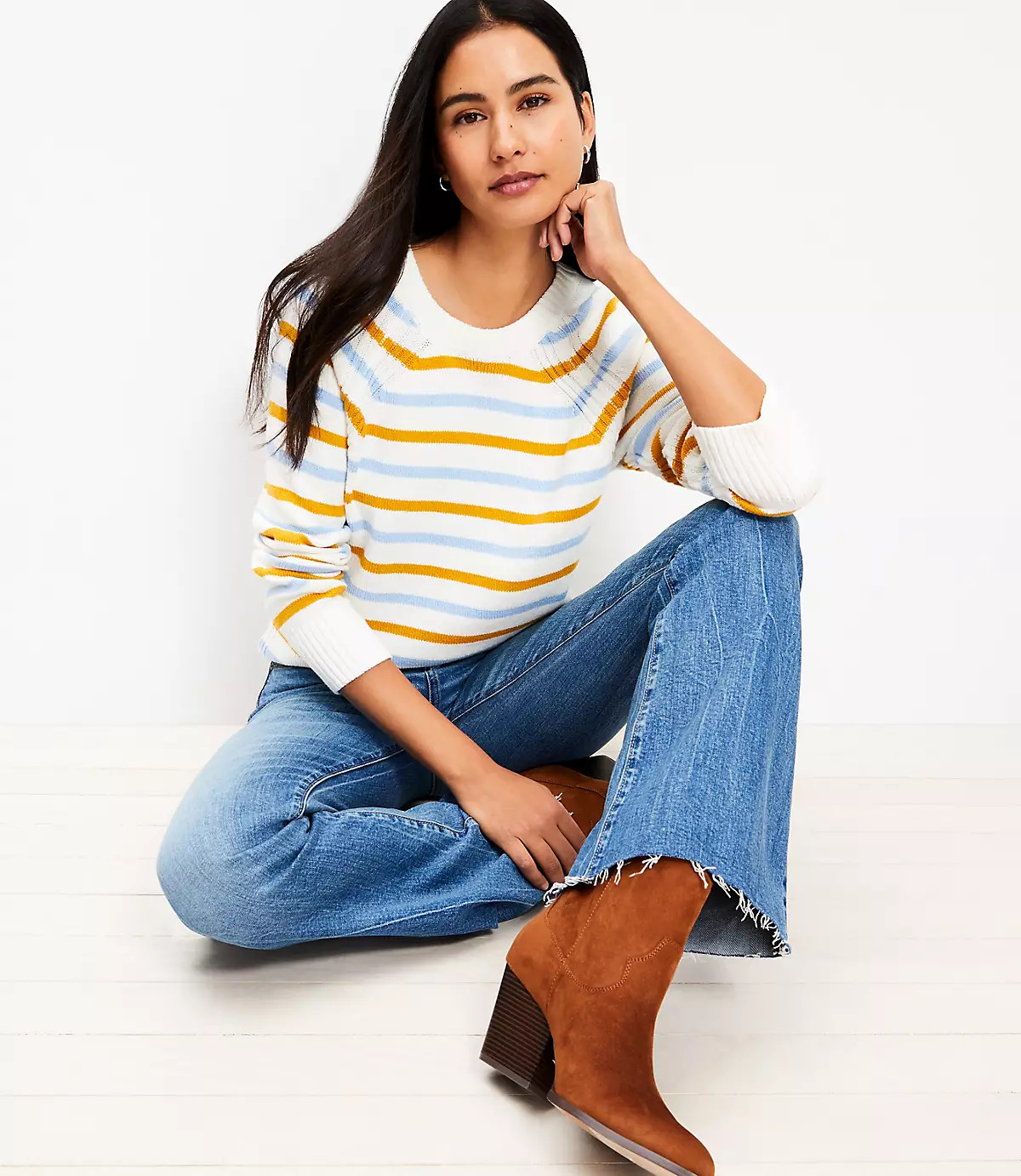 Striped Modern Ribtrim Sweater | LOFT