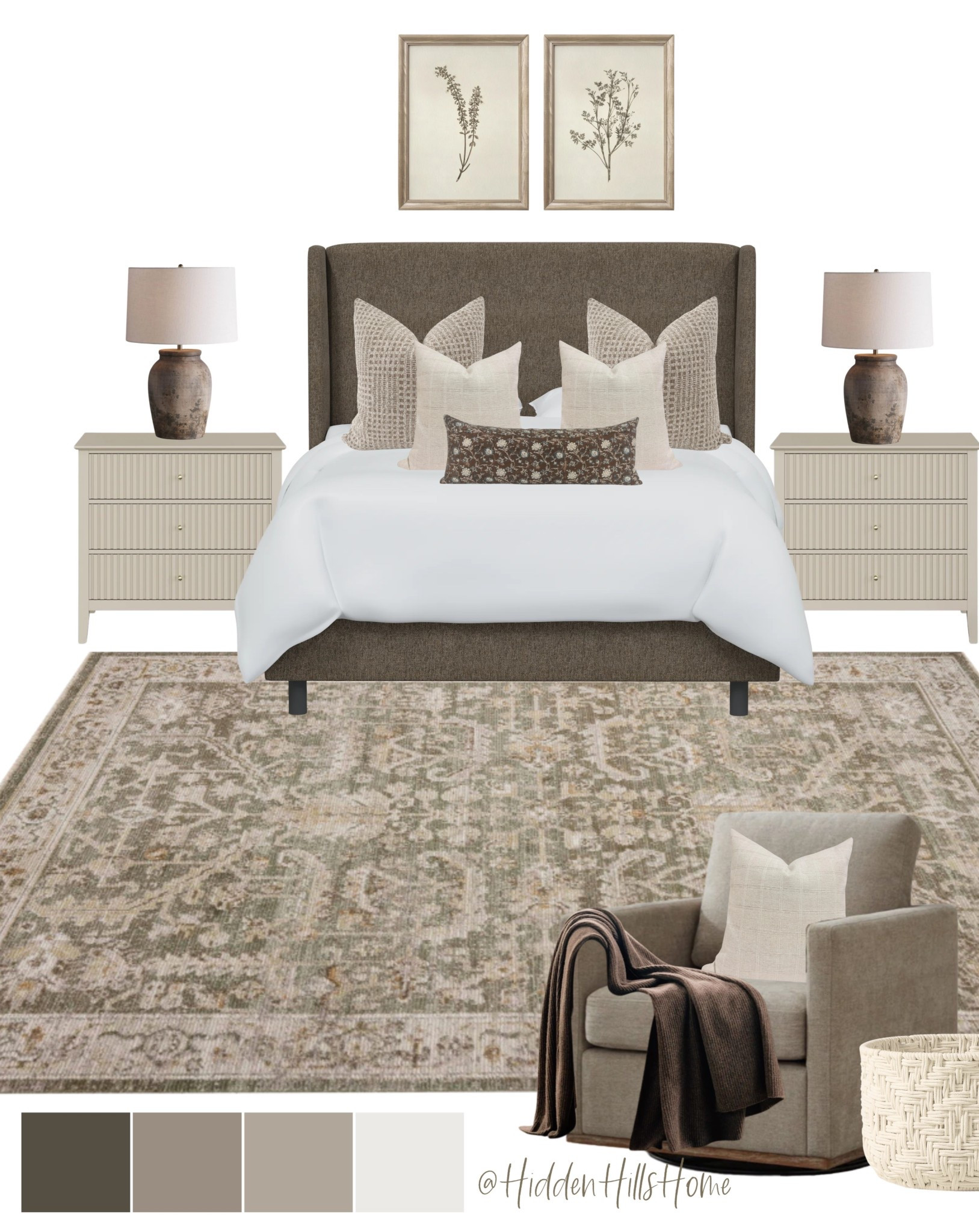 Master bedroom decor mood board, bedroom design ideas, home decor inspiration, Tilly bed, bedroom rug, nightstands, bedding 

#LTKSeasonal #LTKSaleAlert #LTKHome