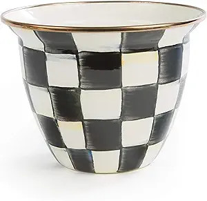 MACKENZIE-CHILDS Courtly Check Enamel Flower Pot, Large Black-and-White Indoor Planter | Amazon (US)