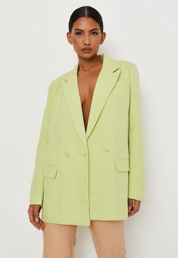 Missguided - Tall Lime Tailored Double Breasted Blazer | Missguided (US & CA)