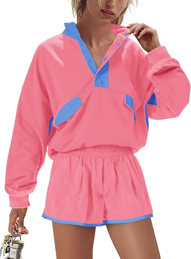 Nirovien Womens Workout Sets Short Athletic Set Activewear 2 Piece Outfits Pullover Sweatshirt an... | Amazon (US)