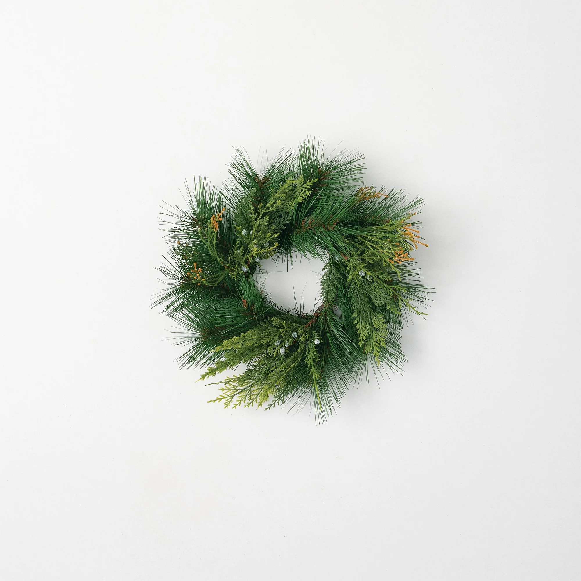 Artificial Mixed Pine & Juniper Mini Accent Wreath Green 15"H | Walmart (US)