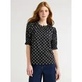 Free Assembly Women's Ruffle Polka Dot Top with Puff Sleeves, Sizes XS-XXL | Walmart (US)