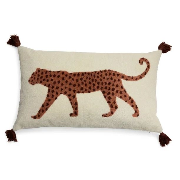 Walking Leopard Boucle Embroidered Decorative Throw Pillow, 24x14" by Drew Barrymore Flower Home ... | Walmart (US)