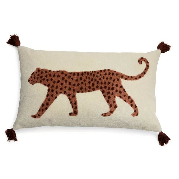 Walking Leopard Boucle Embroidered Decorative Throw Pillow, 24x14" by Drew Barrymore Flower Home ... | Walmart (US)