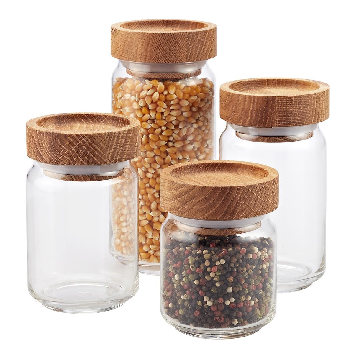 Artisan Glass Canisters with Oak Lids | The Container Store
