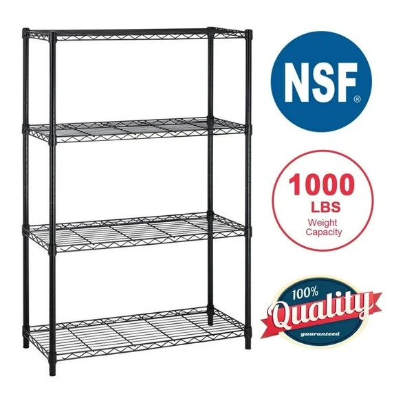 BestOffice 4 Shelf Wire Shelving Unit Garage NSF Wire Shelf Metal Storage Shelves Heavy Duty Heig... | Walmart (US)