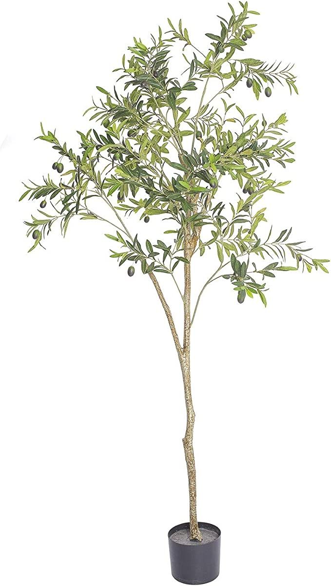 Bluecho 6FT Faux Olive Tree Potted Silk Artificial Plants in Pots for Home Decor Indoor Outdoor (... | Amazon (US)