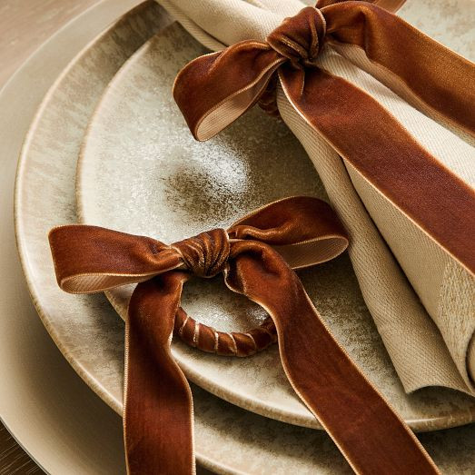 Velvet Bow Napkin Ring Sets | West Elm (US)