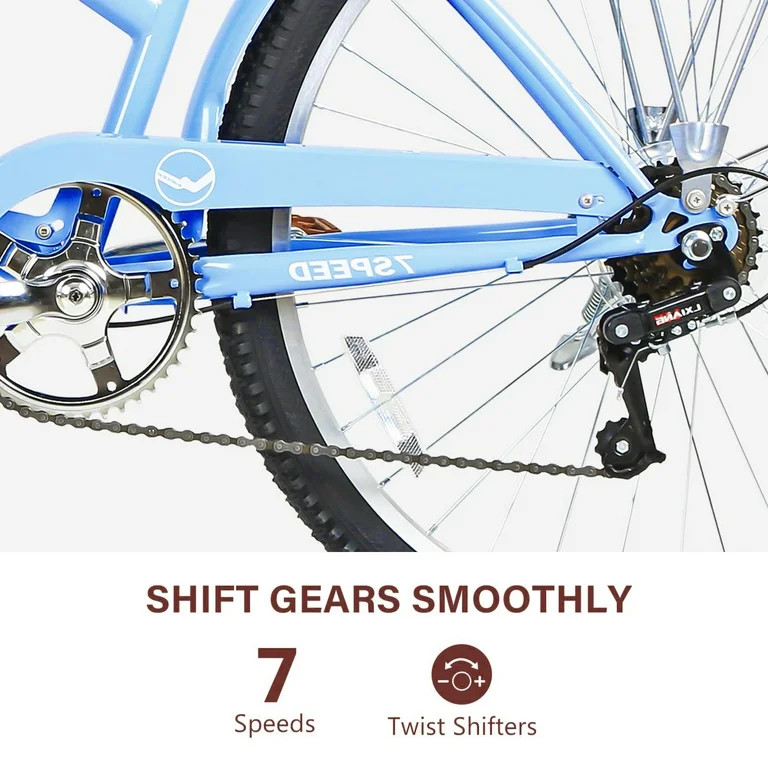 hykolity 26 inch Cruiser Bike Beach Bicycle City Bike Commuter Cycling 7 Speed for Adult Women He... | Walmart (US)
