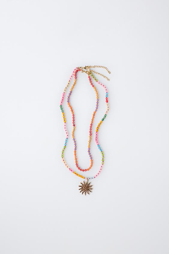 PACK OF TWO BEADED SUN NECKLACES | Zara US