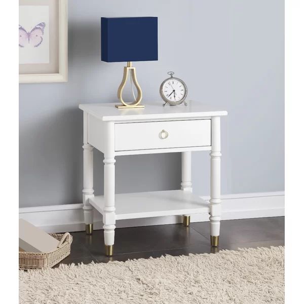 Manor 1 - Drawer Nightstand in White/Brass | Wayfair North America