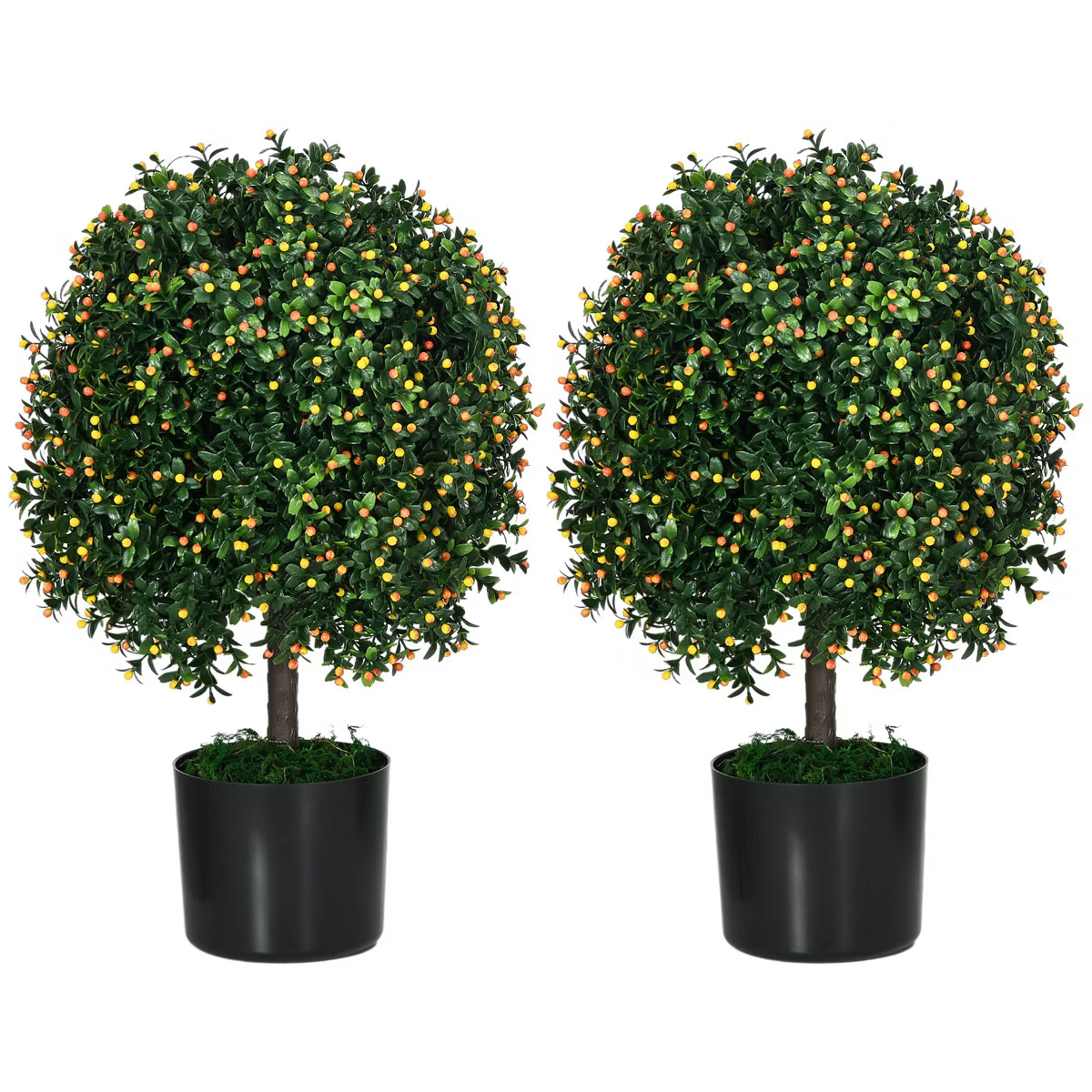 HOMCOM Set of 2 20.75" Artificial Boxwood Topiary Trees with Fruit, Potted Indoor Outdoor Fake Pl... | Target