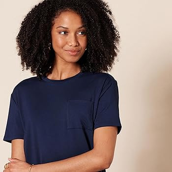 Amazon Essentials Women's Jersey Relaxed-Fit Short-Sleeve Crewneck Pocket T-Shirt, Pack of 2 | Amazon (US)