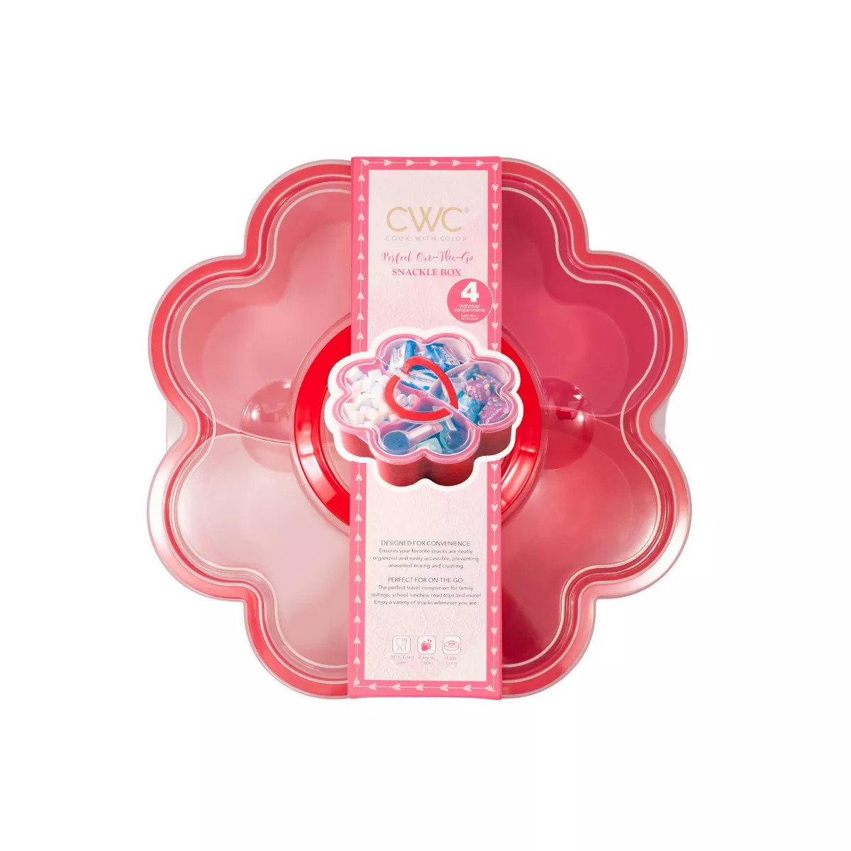 Cook With Color Valentine Figural Heart Flower Snack Box Red | Target