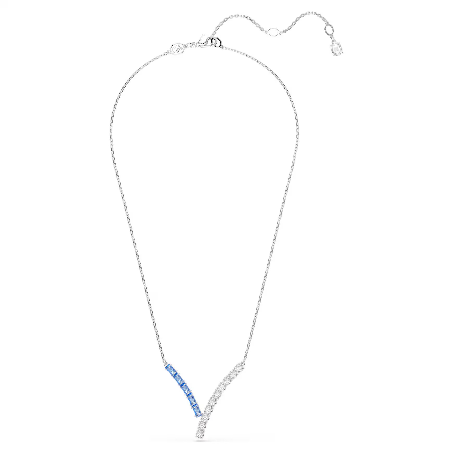 Matrix pendant, Mixed cuts, Blue, Rhodium plated by SWAROVSKI | SWAROVSKI