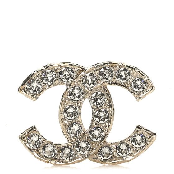 CHANEL Crystal Textured CC Brooch Light Gold | FASHIONPHILE (US)