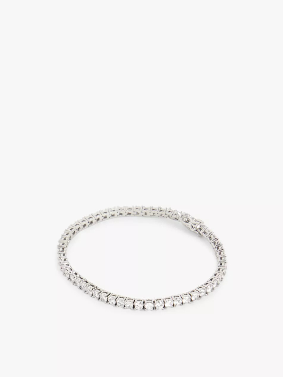 Tennis white gold-plated brass and crystal bracelet | Selfridges
