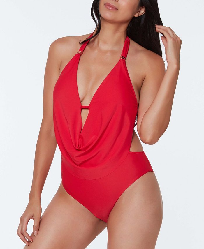 Bar III Solid Cowlneck One-Piece Swimsuit, Created for Macy's & Reviews - Swimsuits & Cover-Ups -... | Macys (US)