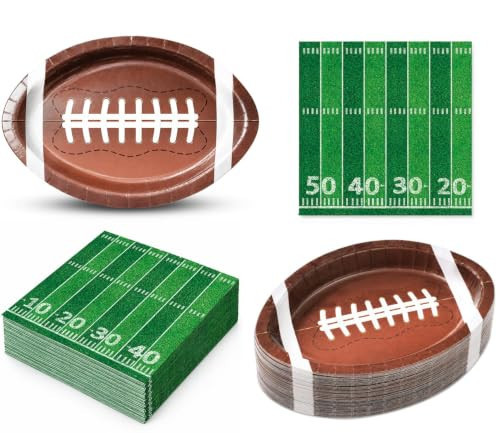 QIYANPAX Football Party Decorations, 50 PCS Football Plates and Napkins Set, 25 Football Shaped Paper Plates 10 x 6.5 Inch and 25 Football Napkins for Game Day Birthday Party Supplies | Amazon (US)