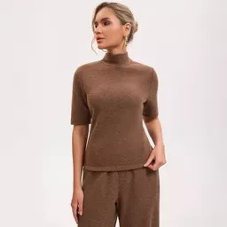 Women's Elbow Sleeve Soft Scarf Top - A New Day™ Brown | Target