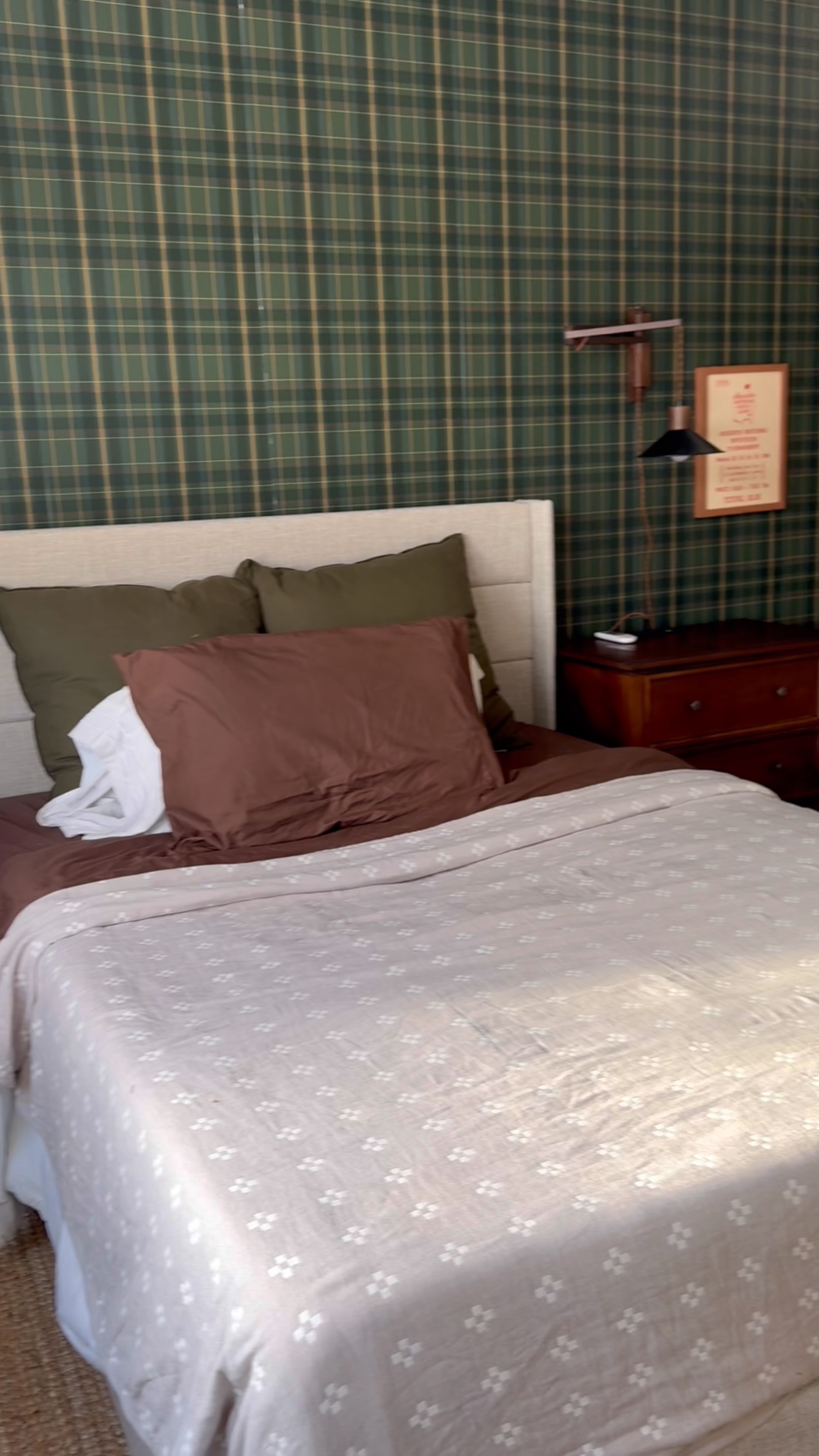 After initially doing some painting and new floors, it’s time to make this room custom! Added a wallpaper and new bed. Going for a masculine country club vibe. Next up dry wall repair and trim painting!

#teenroom #plaidwall #bedroomstorage 

#LTKHome #LTKWatchNow