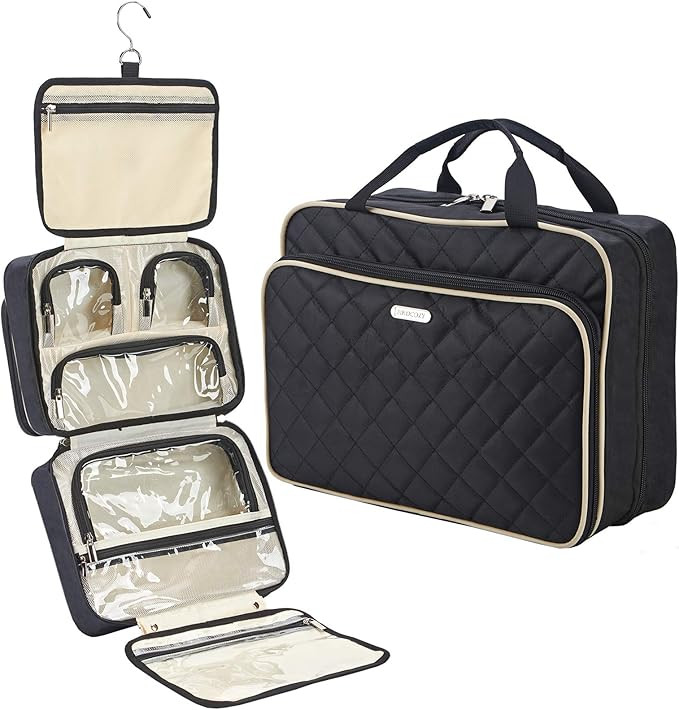 FINDCOZY Extra Large Toiletry Bag with Hanging Hook, Travel Makeup Case for Women, Cosmetic Organ... | Amazon (US)