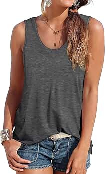 OFEEFAN Womens Tank Tops Sleeveless Scoop Neck Loose Fit Summer Clothes | Amazon (US)