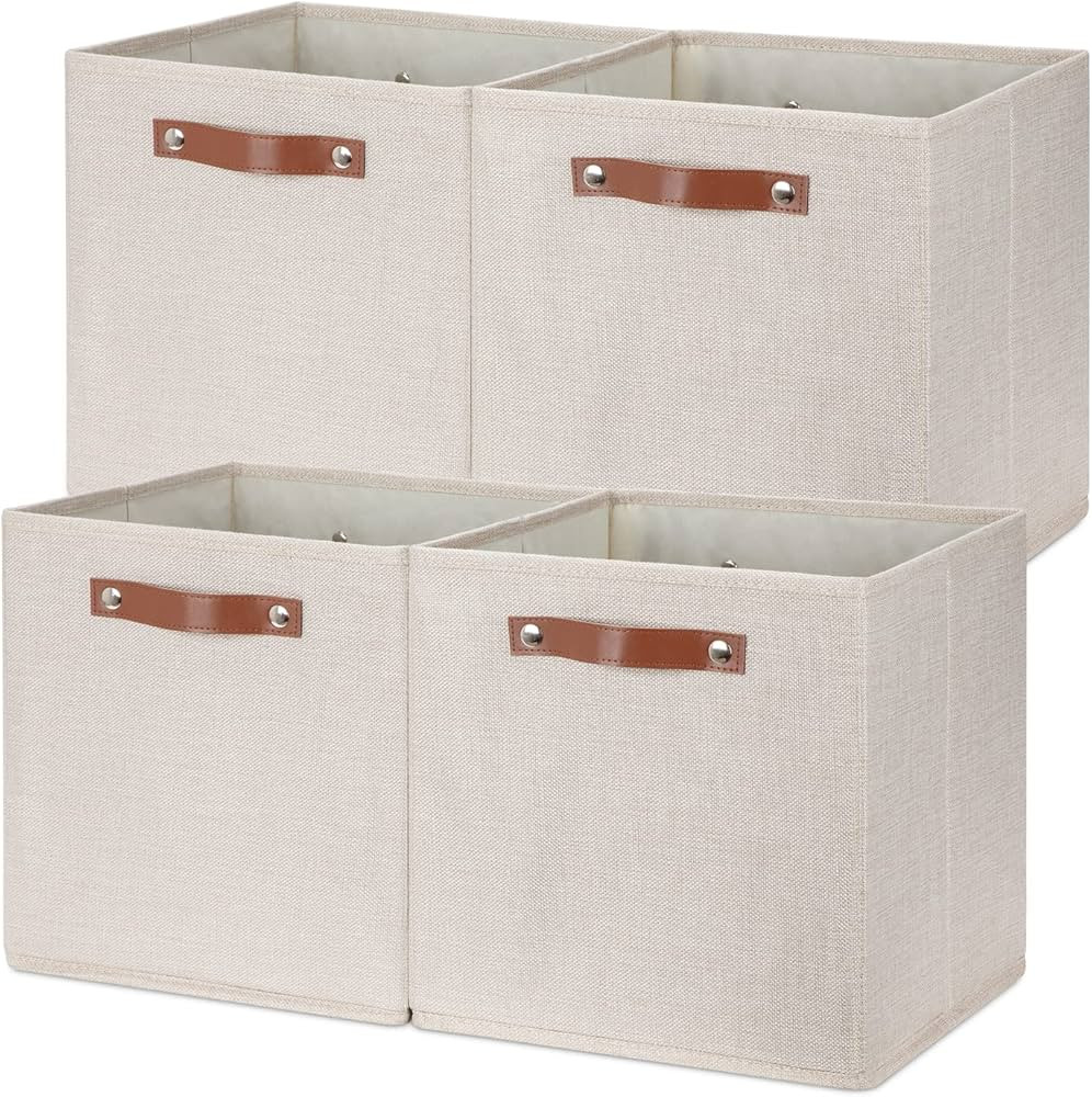 Temary Cube Storage Bins 12 Inch Storage Cubes 4PCs Fabric Organizer Bins Boxes with Handles, Stu... | Amazon (US)