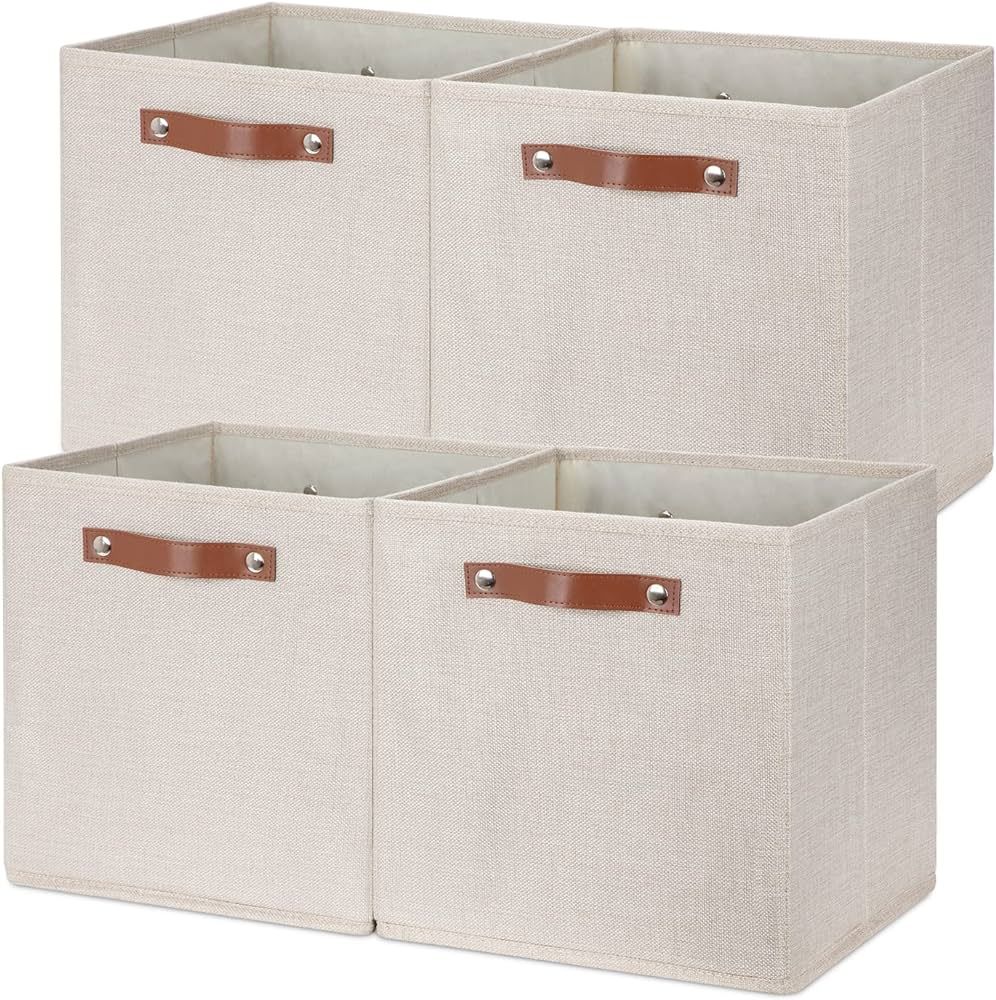 Temary Cube Storage Bins 12 Inch Storage Cubes 4PCs Fabric Organizer Bins Boxes with Handles, Stu... | Amazon (US)