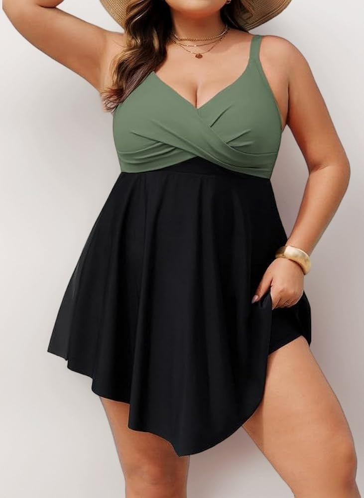 Hanna Nikole Badeanzug Damen Große Größen Bauchweg Badekleid Push Up Bademode Einteiler Strand... | Amazon (DE)