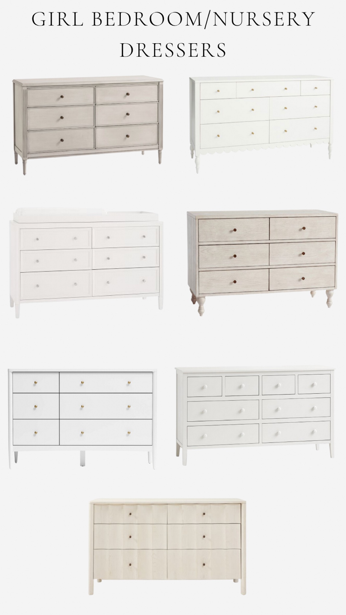 Nursery design. Nursery dressers. Changing tables. Girl nursery. Neutral nursery. Pottery Barn Kids. Crate and Kids. Nursery decor. Nursery furniture. Kid dresser.

#LTKbaby #LTKhome