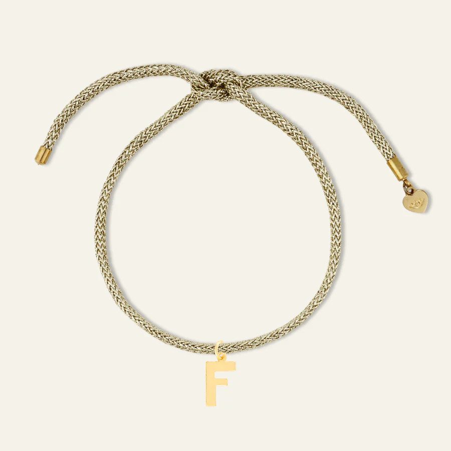 Gold Lurex Bracelet Cord with Flat Letter | HART
