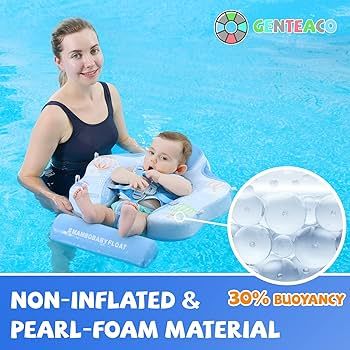 Newest Mambobaby Baby Swim Float with Canopy Non-Inflatable Infant Pool Float with Tail 3-24 Mont... | Amazon (US)