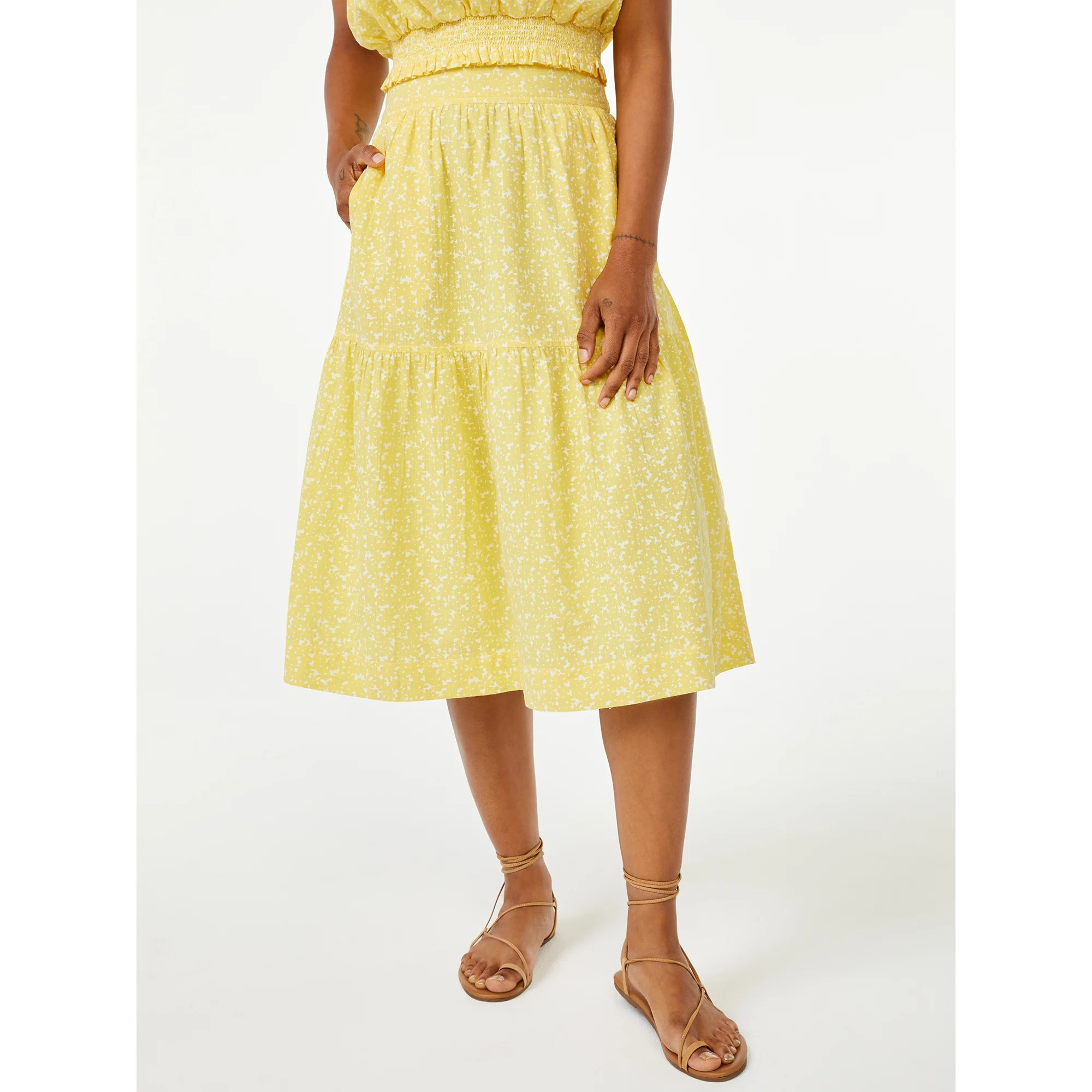 Free Assembly Women's Tiered Midi Skirt | Walmart (US)