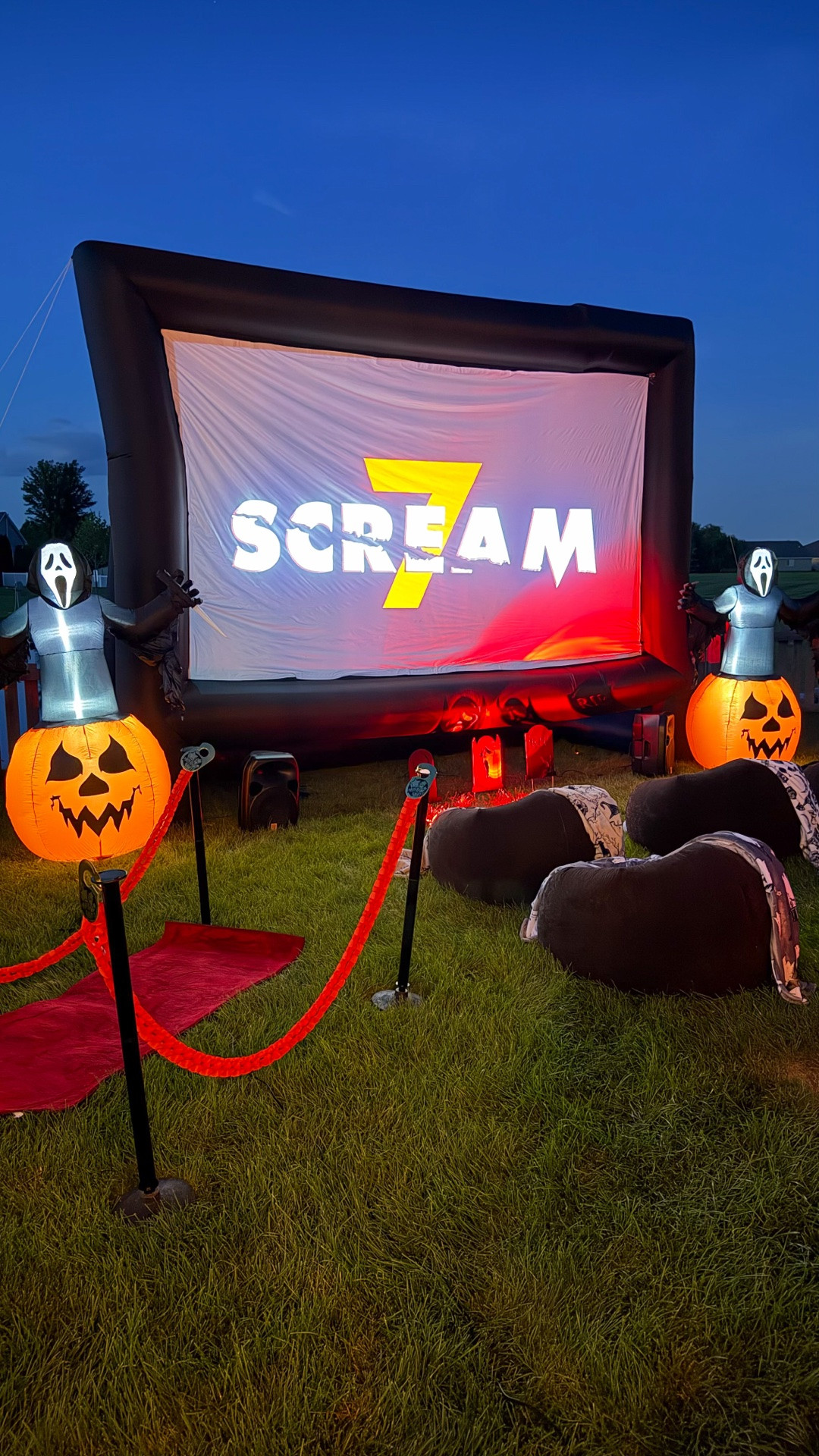 Do you like scary movies? 👻🔪 Because we turned our backyard into a full-on SCREAM 7 movie night!

#OTCPartner From the red carpet and creepy ticket booth to Ghostface, a scream-worthy concession bar, popcorn, slushies, hot dogs, s’mores and cupcakes… we went ALL IN.

And when it was time for the movie? Everyone could relax in the swimspa, or grab a chair and get cozy under the stars.

The best part? So much of the spooky magic came together with decor from @OrientalTrading. They seriously made it way too easy to turn our backyard into Woodsboro for the night. 

Would you be brave enough to walk down the red carpet and stay for the movie? 😱

#outdoormovienight #scream7 #ghostface