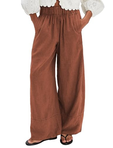 Linen Pants for Women Wide Leg Long Lounge Trousers | Amazon (US)