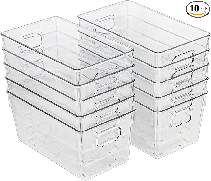 10 PACK Clear Storage Bins Clear Storage Containers for Kitchen Pantry Organization and Storage B... | Amazon (US)