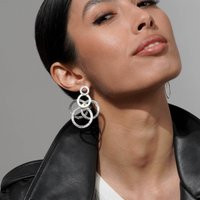 Geometric Silver Earrings Statement Contemporary Multi Link Hoop Big Large Oversized Unique Textured | Etsy (US)