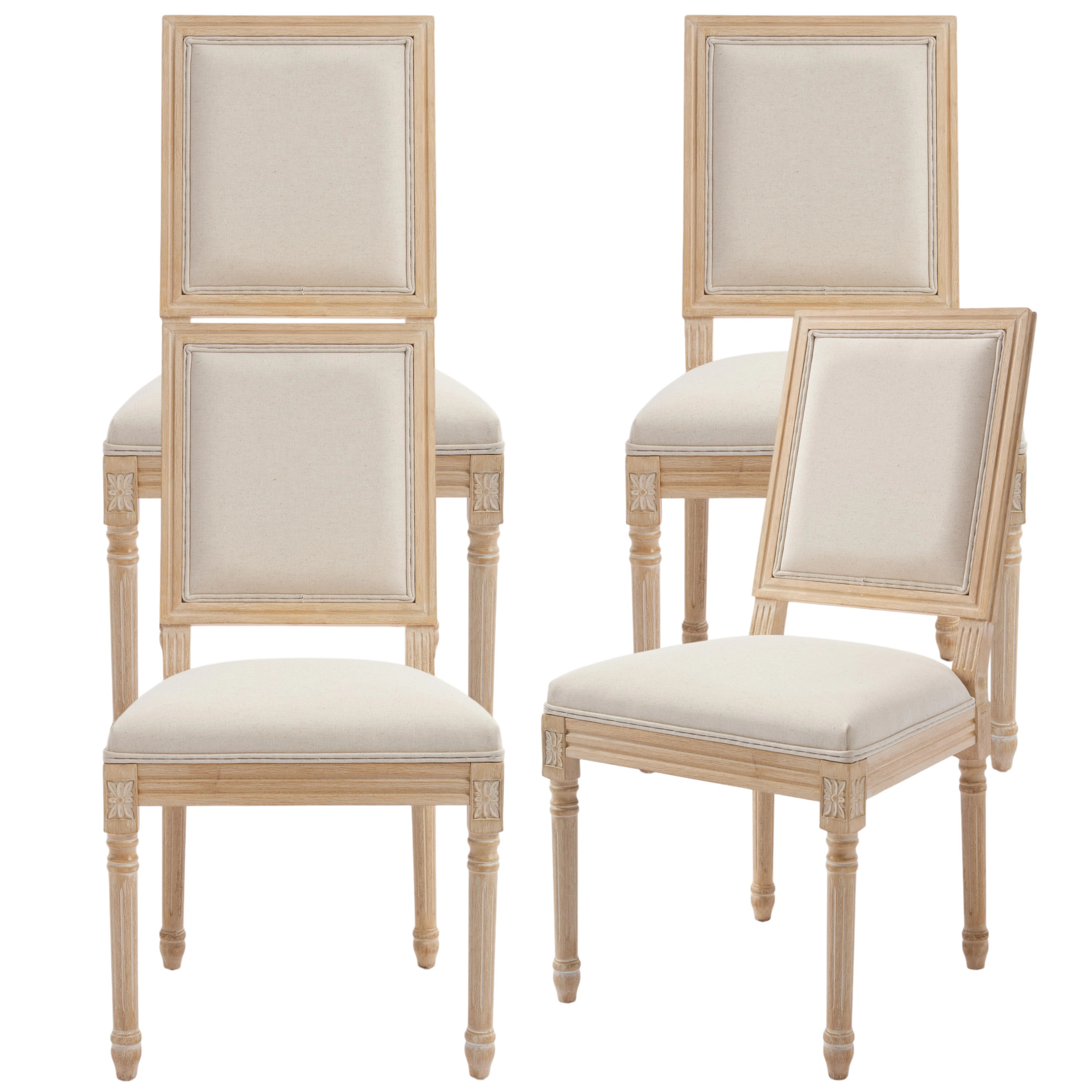 Amando French Country Upholstered Dining Chairs With Wire Drawing And Carving Techniques, Beige (... | Wayfair North America