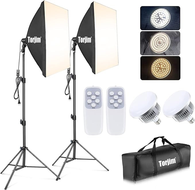 Torjim Softbox Photography Lighting Kit, Professional Photo Studio Lighting with 2x27x27in Soft B... | Amazon (US)