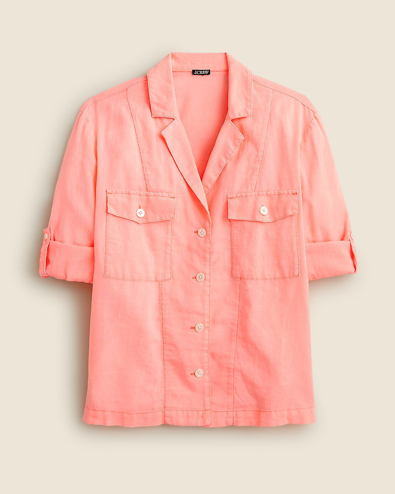 Camp-collar shirt in featherweight linen blend | J. Crew US
