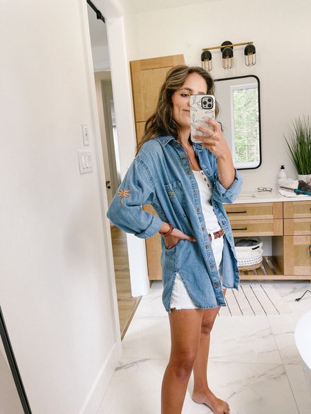 I have been living in this oversized denim shirt! Just throw it on with everything 🙌🏻 

#LTKunder100 #LTKSeasonal #LTKstyletip