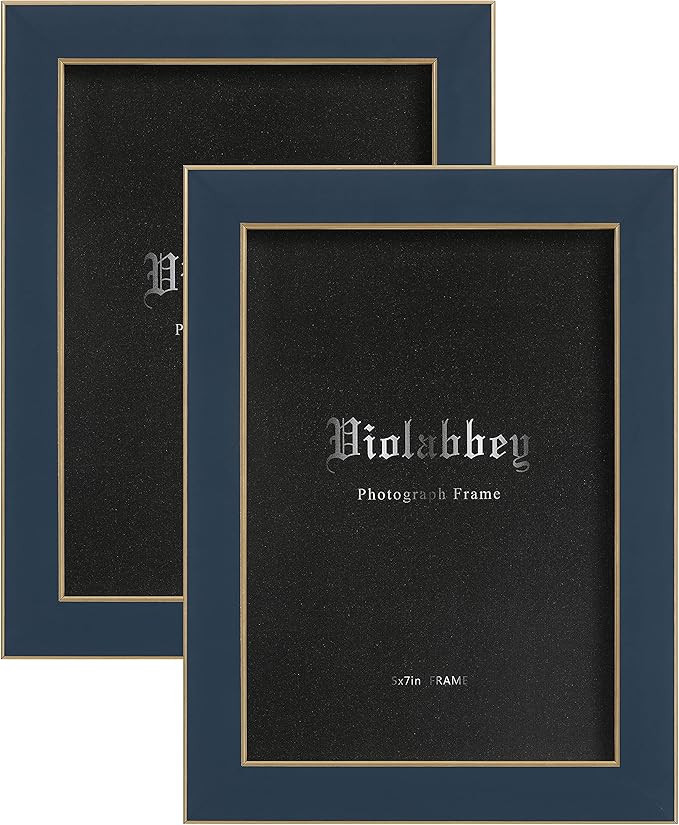VIOLABBEY 5x7 Picture Frame Navy Blue Set of 2, Colorful 5 x 7 Photo Frame for Wall Mounted or Ta... | Amazon (US)